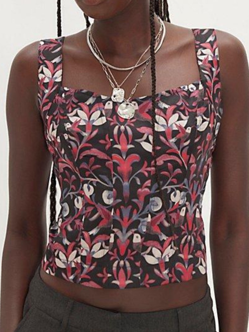 Free People Grace Corset Top- Black Combo